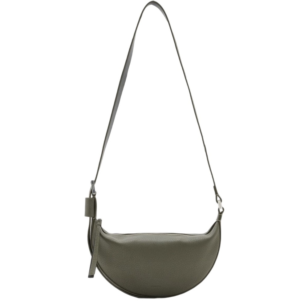 AllSaints Half Moon Tarmac Green Leather Crossbody bag - Picture 3 of 16